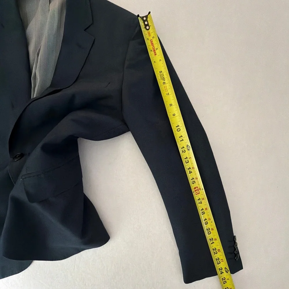 J. Ferrar Mens Slim Fit Navy Blue Two Button Blazer Sport Coat Jacket 42S